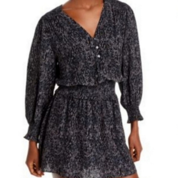 Rails Dresses & Skirts - Rails Charcoal Zana Long‎ Sleeve V-Neck Dress size S abstract animal print